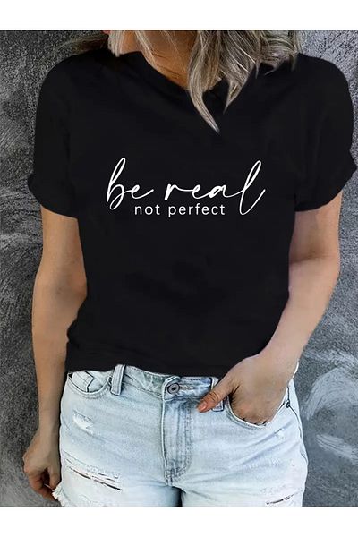 Frisson Unisex Be Real Printed Crew Neck Oversize T-Shirt