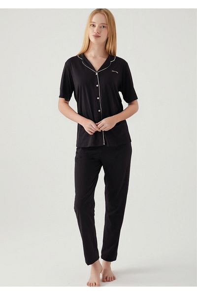 Pierre Cardin Women's Black Cotton Modal Sleep Set - Copy of Kısın