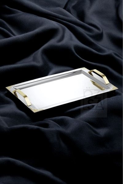 ÖzSa Home 18/10 Stainless Steel Set of 2 Rectangular Serving: Tea, Coffee and Promise Tray