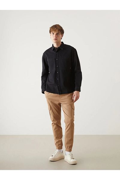 LC Waikiki Ανδρικό παντελόνι Jogger LCW ECO Brown Slim Fit Gabardine