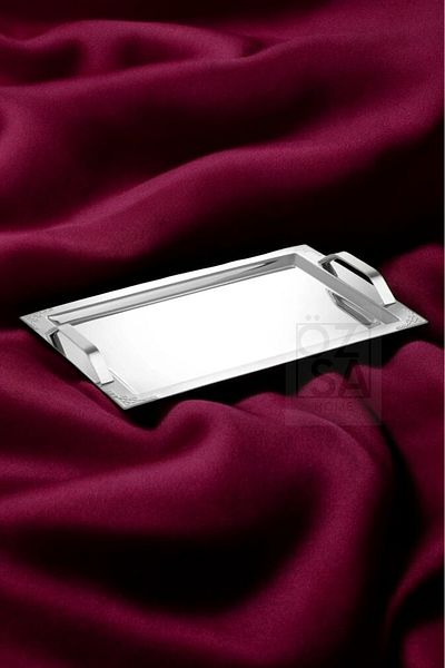 ÖzSa Home 18/10 Stainless Steel Set of 2 Rectangular Serving: Tea, Coffee and Promise Tray