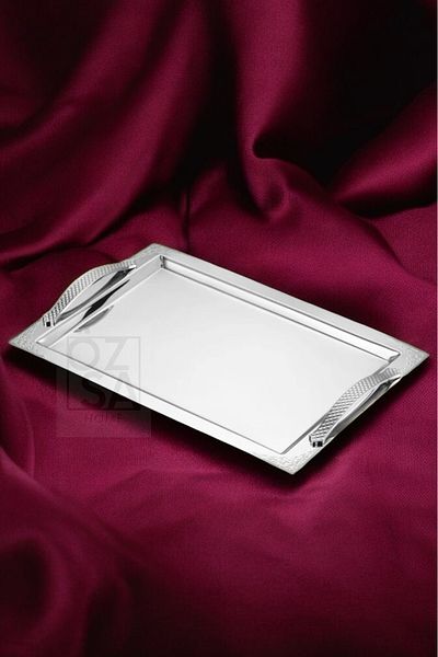 ÖzSa Home Rectangular 18/10 Stainless Steel Serving Set - Tea & Coffee Ottoman Tray