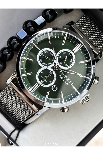 Ferrucci Adult Wristwatch 45mm, Silver Color, Active Functions, Steel Mesh Cord