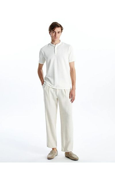 LC Waikiki Ανδρικό παντελόνι LCW Vision Beige Standard Fit Linen Blend