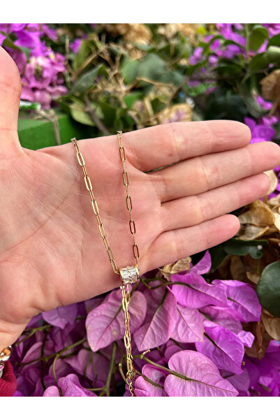 DAISYDAY Çelik Parlak Baget Taş Ataç Kolye