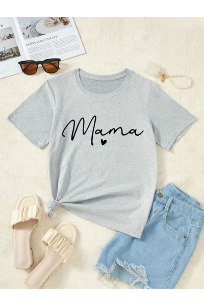 HOFFNUNG Unisex Cea mai bună mamă cu imprimeu guler rotund supradimensionat t...