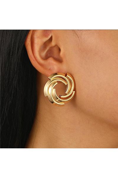 Pelin Aksesuar Gold Spiral Circle Earrings