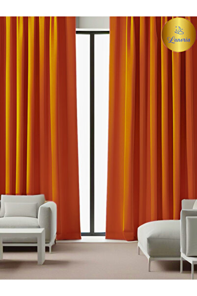 Lunoria Canyon - Kiremit Rengi Blackout Karartma Fon Perde | Işık Geçirmez Pilesiz Güneşlik