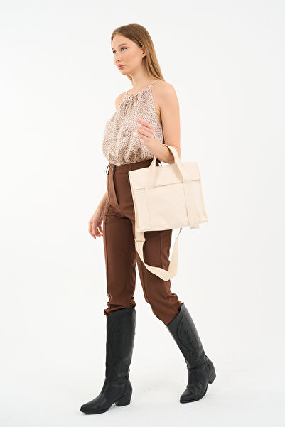MUTE BAG Canvas Tote Bag Cream / Krem kapaklı Kanvas Tote Çanta (25*30)