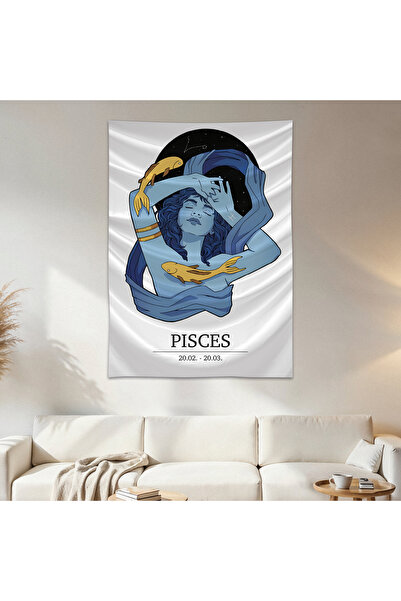 Geek Cultcha Pisces Wall Drape Wall Tapestry First Quality Satin Fabric Poster