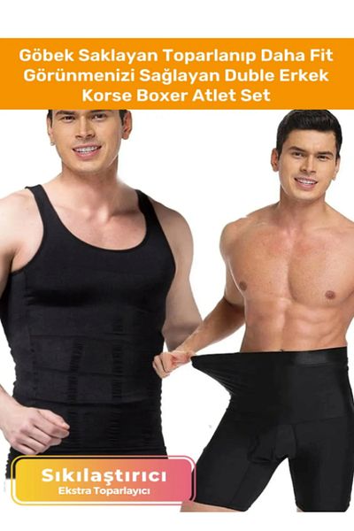 Por Favor Special Production Slimming Comfortable Athlete and Boxer Slimming Men's Corset Set of 2