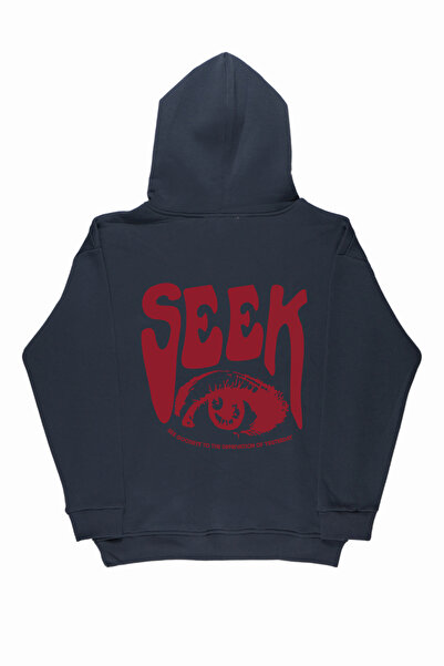 By Caspita Fashion Lenithra Red Seek Text Back Štampano Unisex Oversize kroj ...