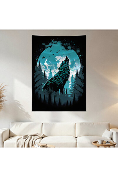 Geek Cultcha Howling Wolf Wall Cloth Wall Tapestry First Quality Satin Fabric...
