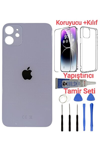 indirimplus iPhone 11 Arka Kapak Pil Kapağı + Yapıştırıcı+Kılıf+Kırılmaz LİLA...