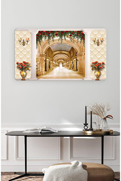 poster marketi Kendinden Yapışkanlı Çiçekli Tavanlı Kemer Koridor Duvar Kağıd...