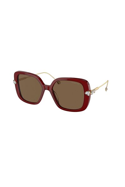 Swarovski Women's Plastic Square Sunglasses Burgundy