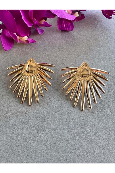 Pelin Aksesuar Gold Fringed Earrings