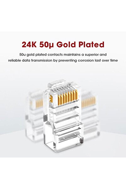 HQ SPEED 100 Adet Rj45 Cat5 /cat6 Ethernet Kablo Konnektörü – 8p8c Utp Soket Jak Uçları