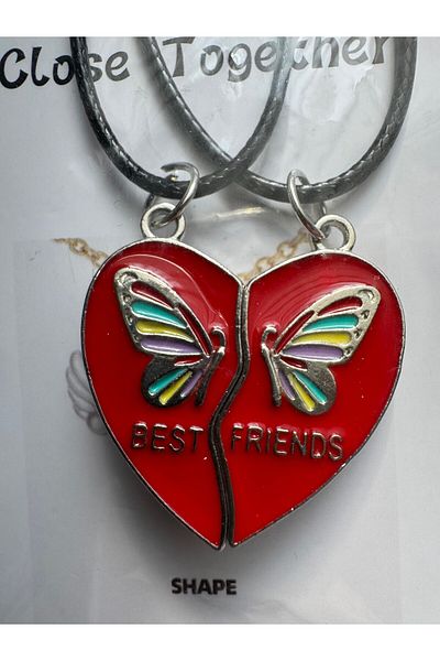 İYİ MODA 2 Pieces Magnetic Joining Butterfly Best Friends Necklace Dating Necklace