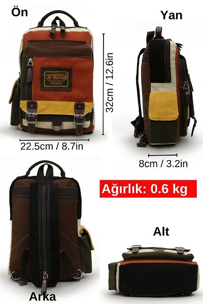 Cappadocia Vintage 4012 Yellow Red Casual Postman Small Back Cross Shoulder Strap 14-Inch Laptop Cotton Gabardine Bag