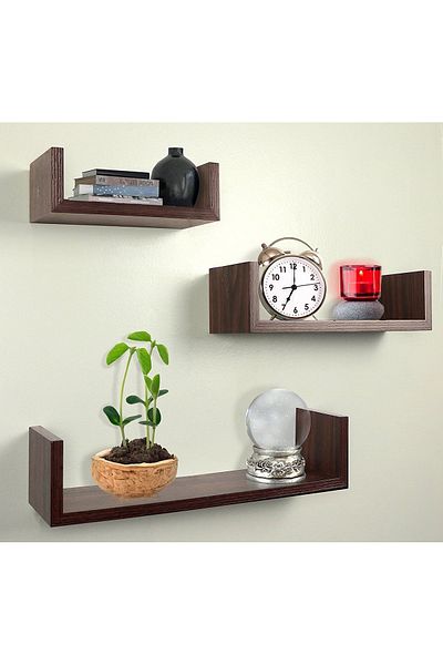 shelves 3-Piece Wall Mounted Floating Shelves - Brown