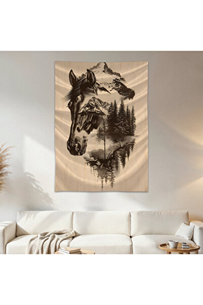Geek Cultcha Horse and Mountain Wall Drape Wall Tapestry First Quality Satin ...