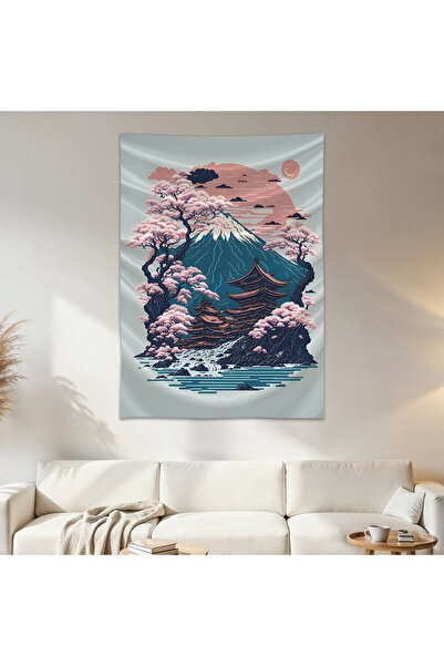 Geek Cultcha Japanese House and Mountain Wallcloth Wall Tapestry First Qualit...