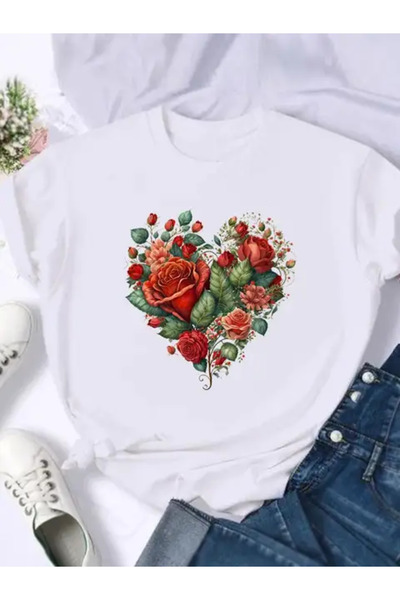 Frisson Γυναικείο μπλουζάκι με γραφικά λουλουδάτο μπλουζάκι με στάμπα T Top γ...