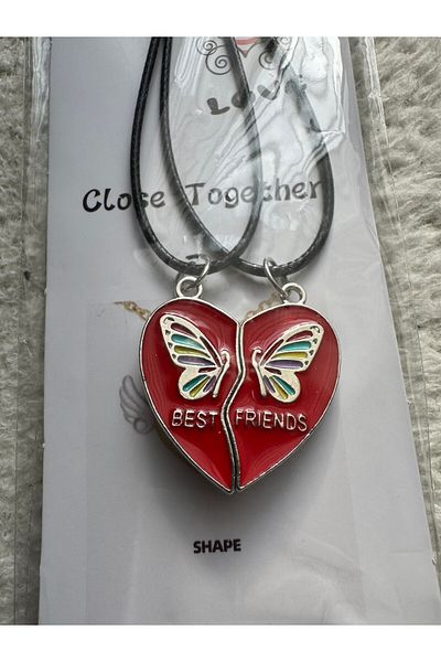 İYİ MODA 2 Pieces Magnetic Joining Butterfly Best Friends Necklace Dating Necklace