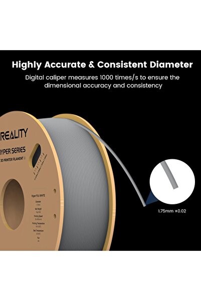 Creality Hyper Pla Gri Filament 1.75mm 1000Gr