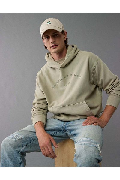 AMERICAN EAGLE Ae Heavyweight Fleece Logo Graphic Hoodie