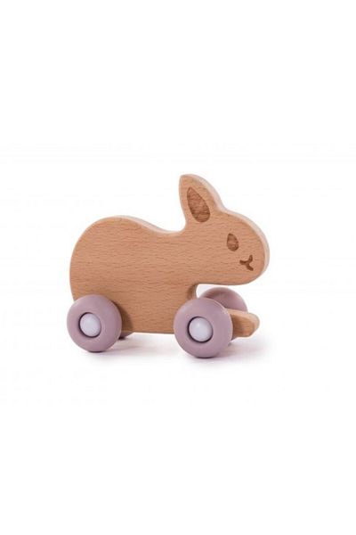 OEM Bo Jungle pink wooden rabbit toy on wheels