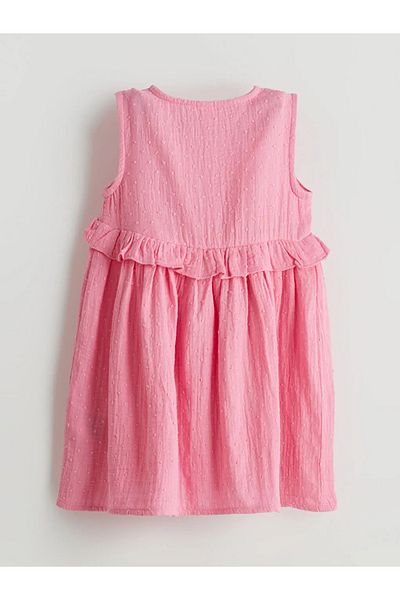LC Waikiki Lcw Kids Green Front Button Muslin Girl's Dress