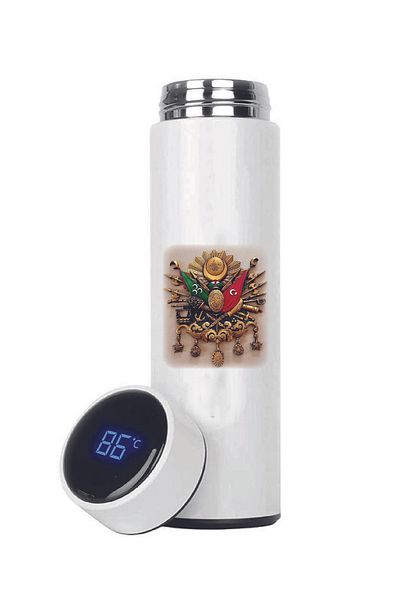 DKDZ SHOP Ottoman Coat of Arms Printed Steel Thermos with Indicator 450ml.-016