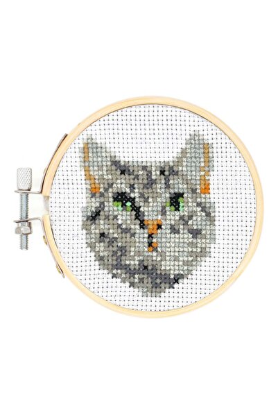 Kikkerland Mini Set de Broderie in Cruciulita - Pisica