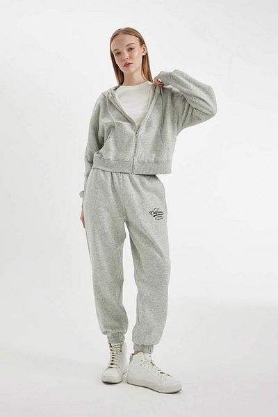 DeFacto Šedé dámské tepláky Jogger s cool potiskem - X5391az/gr382