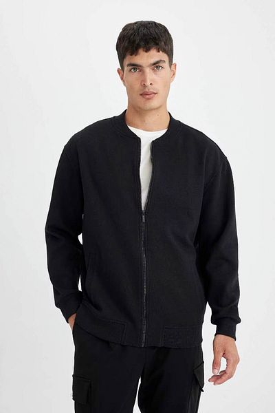DeFacto Saisonale Bomberjacke mit College-Kragen, Reißverschluss, Relax-Passform, Doppeltaschen – D2605ax24au