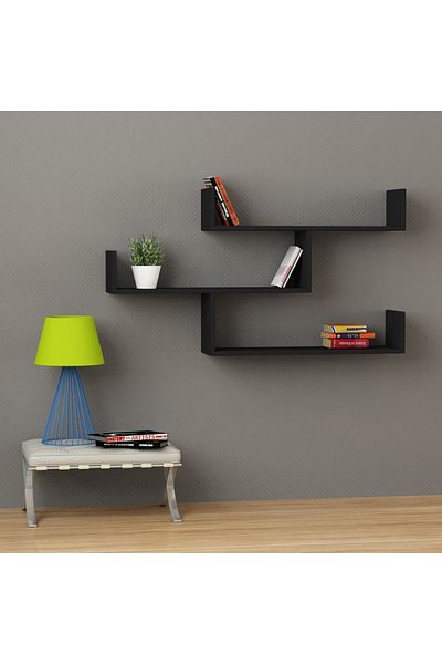 shelves 3-Piece Wall Mounted Floating Shelves - Black