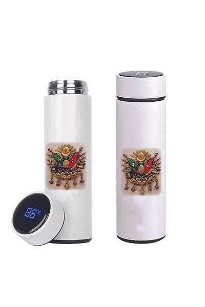 DKDZ SHOP Ottoman Coat of Arms Printed Steel Thermos with Indicator 450ml.-016