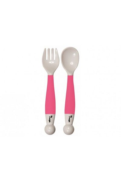 OEM BO Jungle children's cutlery set, pink flexible spoon and fork