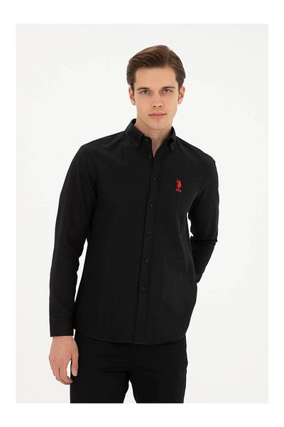 U.S. Polo Assn. МЪЖКА ТЪКАНА ЧЕРНА РИЗА US POLO ASSN
