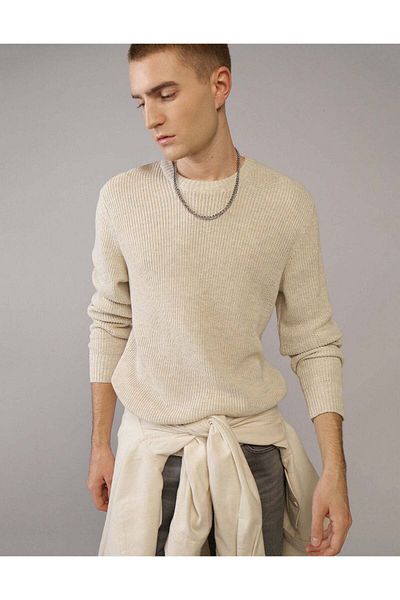 AMERICAN EAGLE Ae Waffle Crew Neck Sweater