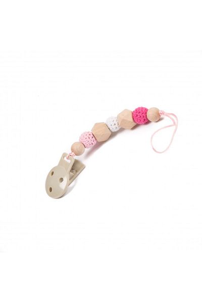 OEM Baby Pacifier Chain Pink Wooden Beads