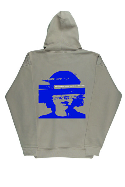 By Caspita Fashion Lenithra Travel Back Štampano Unisex Oversize kroj Bež Hoodie