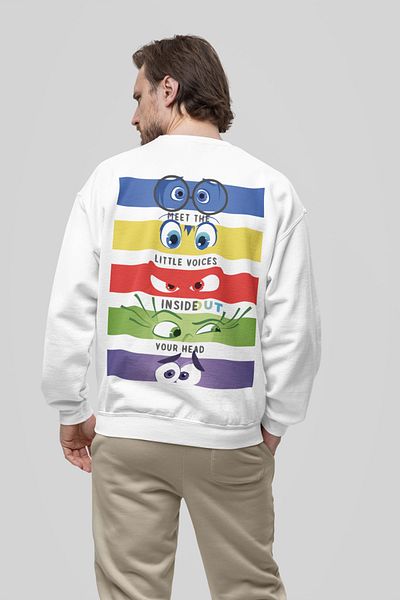 SEVBANO Insiide Out Cartoon Printed Unisex Oversize Reverse Face Sweatshirt