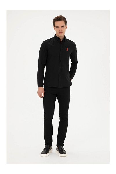 U.S. Polo Assn. МЪЖКА ТЪКАНА ЧЕРНА РИЗА US POLO ASSN