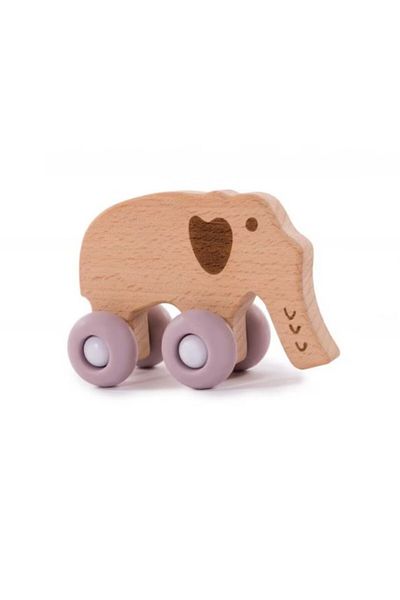 OEM Bo Jungle pink wooden elephant toy on wheels