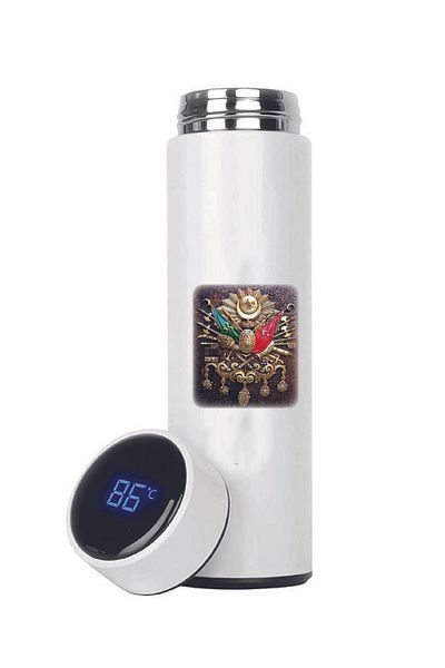 DKDZ SHOP Ottoman Coat of Arms Printed Steel Thermos with Indicator 450ml.-017