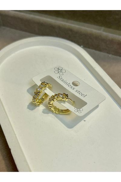 DAISYDAY Steel Elegant Glittering Hoop Earrings
