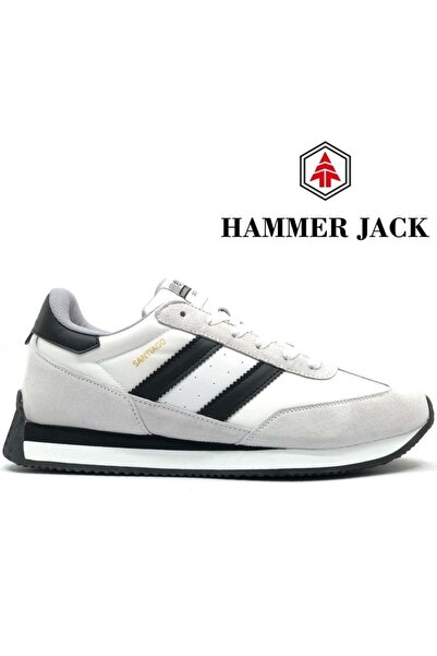 Hammer Jack 101-24985-M Santiago Deri Sneaker Erkek Spor Ayakkabı BEYAZ-SİYAH